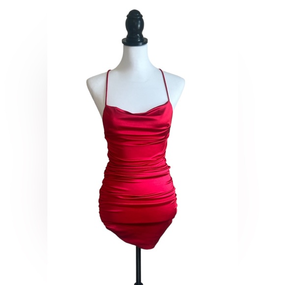 Satin ruched slip mini dress open back ❤️🌹 - Picture 1 of 1
